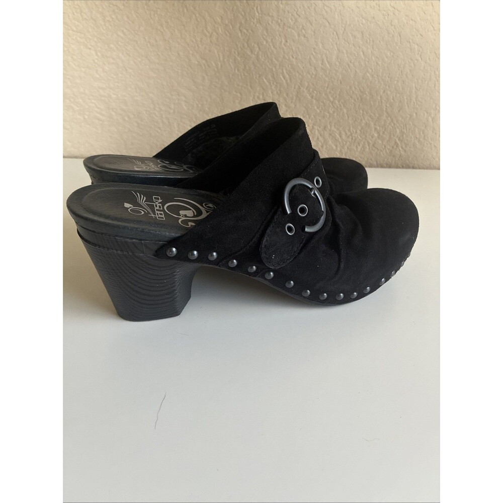 Dansko Shoes Womens 8.5 EU 39 Nadine Clogs Heel Black Suede Studded Mule - Picture 2 of 9